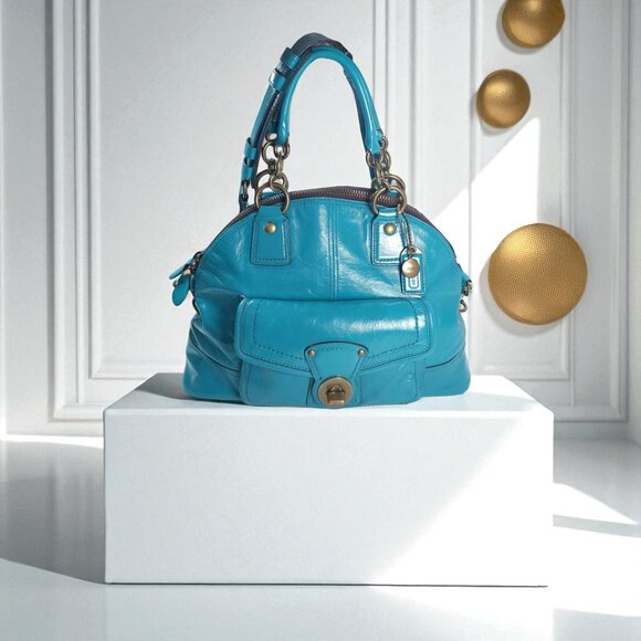 Coach Handbags - COACH Legacy Limited Edition  Francine Turnlock Satchel in turquoise